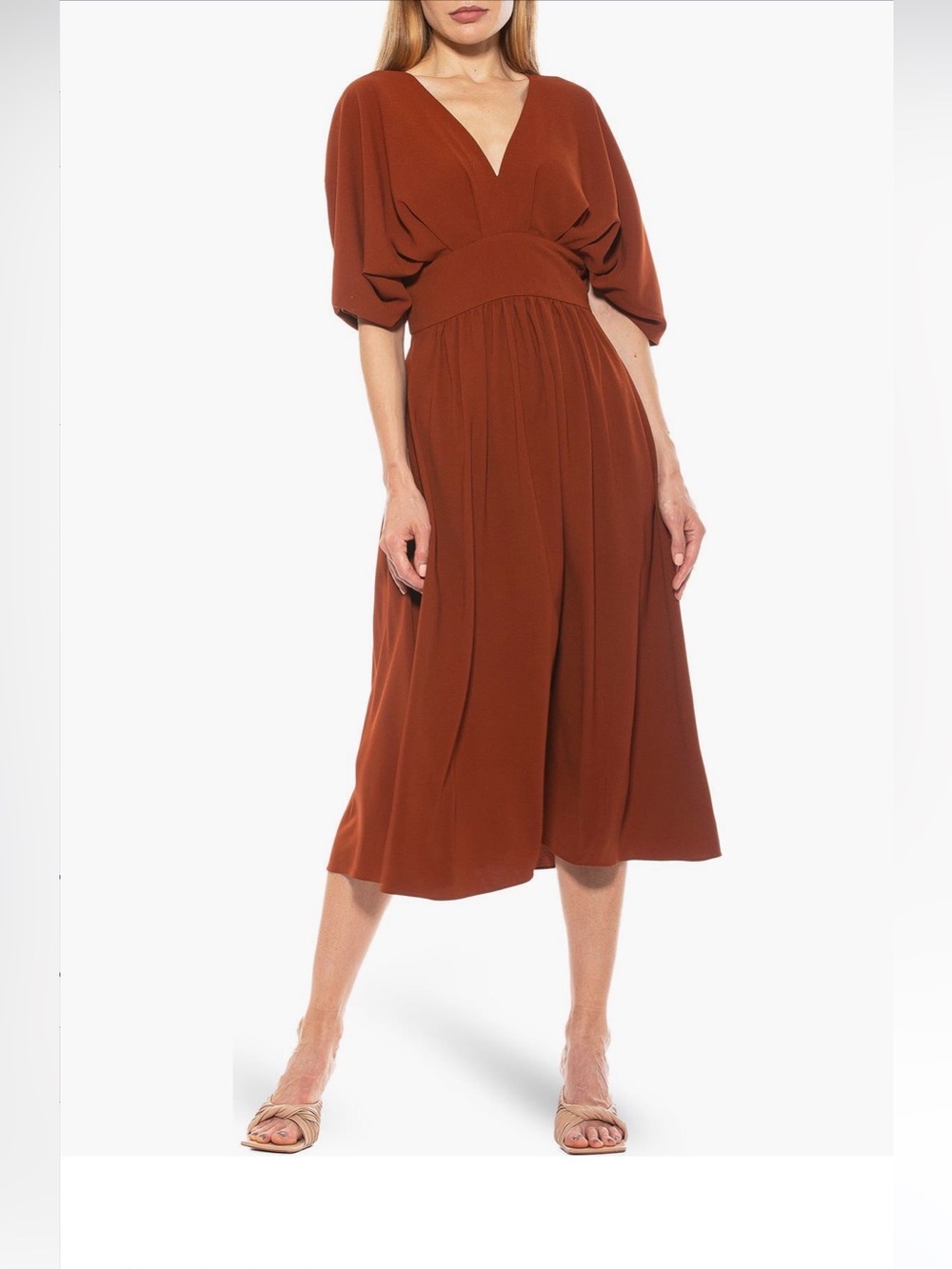 Women’s High-Waist Midi Skirt in Rust